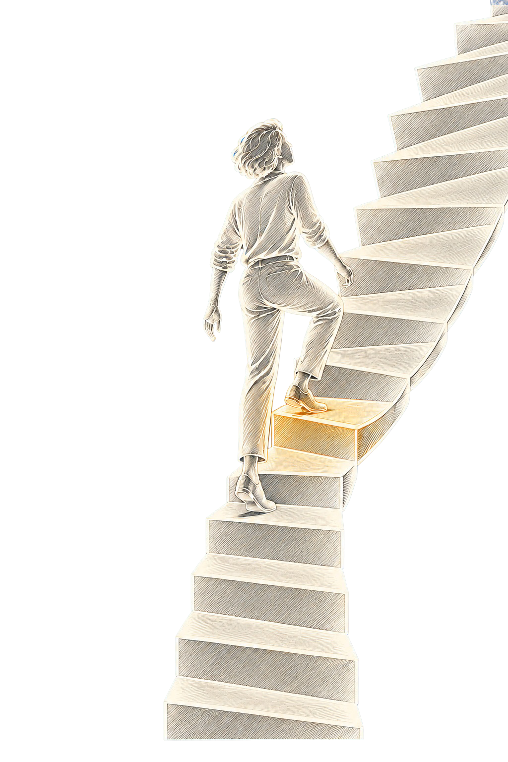 Persona ascendiendo por una escalera
